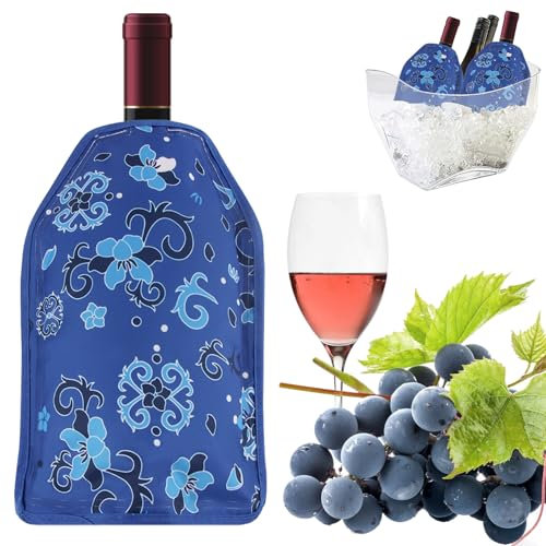 badaren Refrigeratore per Bottiglie Vino, Raffredda Bottiglie Vino, Refrigeratore Vino Impermeabile - Borsa Termica per Bottiglie per Feste, Picnic e Viaggi - Ideale per gli Amanti del Vino (Blu-A)