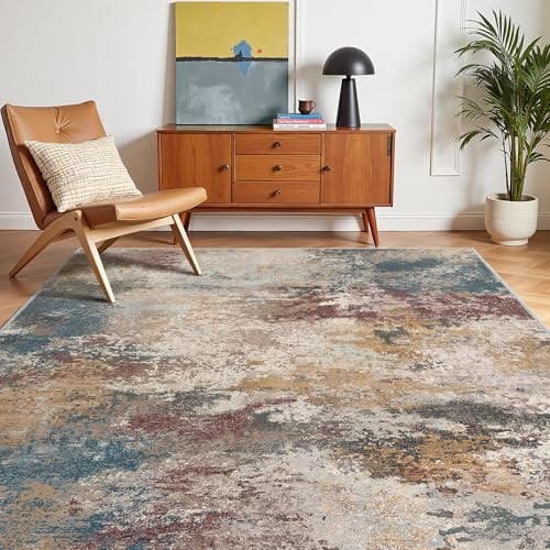 GENIMO Washable Large Rug 160x230cm – Soft Short Pile Non-Slip Carpet, Durable Easy Clean Rug for Living Room, Dining Room, Home Office (Mixed Colours)