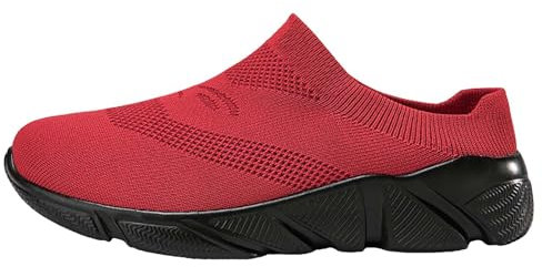 SAUTRV Scarpe da donna etniche casual scarpe estive moda cava traspirante tacco piatto suola morbida scarpe casual scarpe stivali casual, Rosso, 41 EU