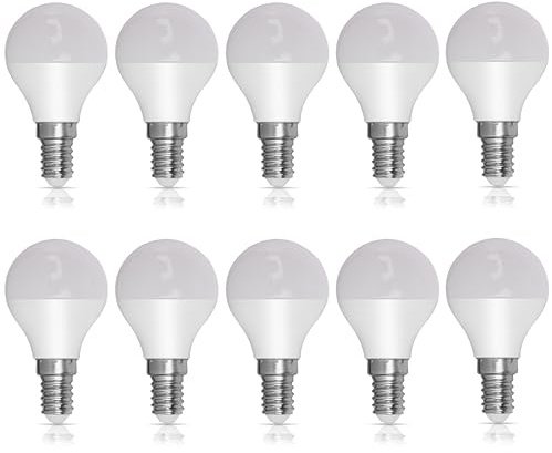 Bright Source Non-Dimmable Opal Frosted LED Golf Bulb, 4.8W, 470lm, E14 Small Edison Screw, 4000K Cool White - Pack of 10 Bulbs