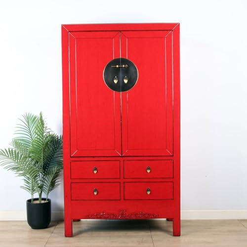 Yajutang Chinesischer Hochzeitsschrank in Rot-Eleganz & Tradition vereint