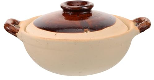 Mikinona Olla De Barro Para Cocinar Cazuela De Barro Para Barbacoa Para Estofado Para Cocinar Sopas y Guisos Casa Hecha De Material Cerámico Resistente Altas Temperaturas