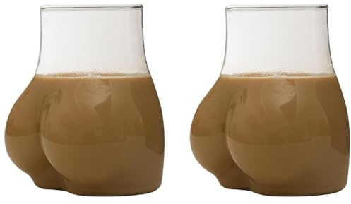 Generisch Po-Form Trinkbecher, 450ML Körperförmige Glasbecher, 2 Stück körperförmiger Glasbecher, Lustige Becher Glas, Arsch Cocktailglas für Café, Zuhause, Restaurant, Dickes, Partygeschenk
