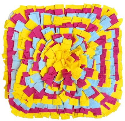 AMFUN 35cm Tapis de Fouille Chien, Réutilisable et Lavable Tapis Reniflant Formation d’Animaux, Favorise l'instinct de Recherche de Nourriture pour Les Grands Chiens et Les Chiots (Jaune - Carré)