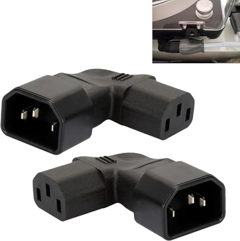 2 Pièces IEC C14 vers C13 Coudés, Adaptateurs Secteur Prise Ordinateur 90 Degrés(Gauche et Droite), 3 Broches 250 V 10 A, Cable Alimentation Coudé pour Ordinateurs, PDU, Imprimantes