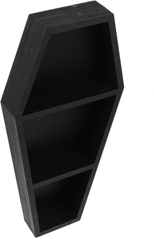 PAMINGONO Gotisches Sargregal Wandregal Schwarz Halloween Deko für Schlafzimmer Wohnzimmer Büro Hochfestes Hängendes Kleiner Sarg Bücherregal