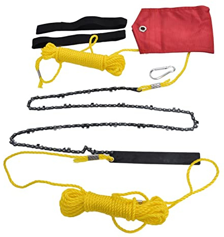 48 Inch Tree Hand Rope Chain Saw, Folding Pocket Chainsaw with 63 Teeth High Hardness 65 Manganese Steel Blade, Comfortable Handle for Tree Pruning and Outdoor