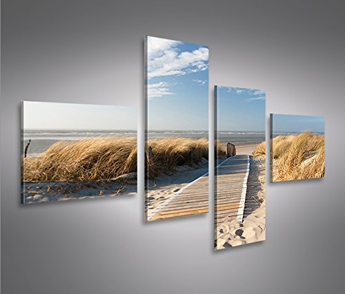 islandburner Bild Bilder auf Leinwand Strand 4L Dünen Nordsee Langeoog Juist Sylt 4 XXL Poster Leinwandbild Wandbild Dekoartikel Wohnzimmer Marke