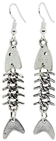 Bluebubble FISH BONE Skeleton Earrings on Gift Card
