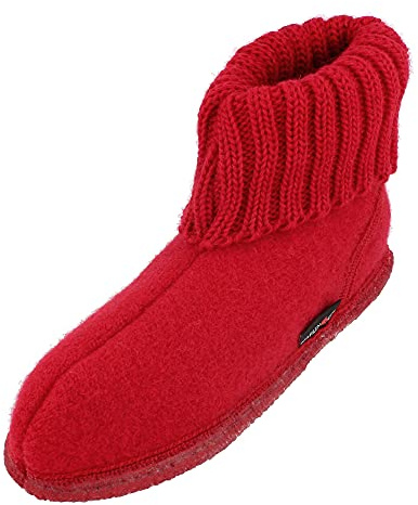 HAFLINGER Hüttenschuh Karl Filzpantoffel mit Kragen Hausschuh Rubin, Gr. 48