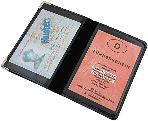 Ausweisetui/Ausweishülle/Ausweistasche/Kreditkartenetui/Kartenetui mit Metallschutzecken 4 Fächer in Schwarz