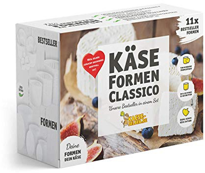 kaese-selber.de Käseformen Set Classico | 11-teiliges Set, Spülmaschinengeeignet, Inkl. Herzformen, Mit Pressdeckeln, Für Hart- und Weichkäse