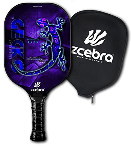 ZCEBRA Raquette Paddle de Pickleball Composite - Raquette légère en Fibre de Verre Noyau de Panneau d'abeille en polypropylène texturé - Paddle Premium ZGECKO (Bleu)