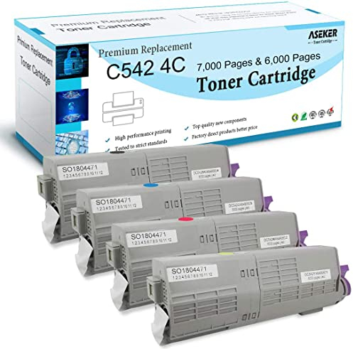 ASEKER Kompatibler Tonerkartusche für Oki C532dn C542dn MC563dn MC573dn Drucker, Hohe Ausbeute 7000 & 6000 Seiten, 46490608 46490607 46490606 46490605 ( BK/C/Y/M