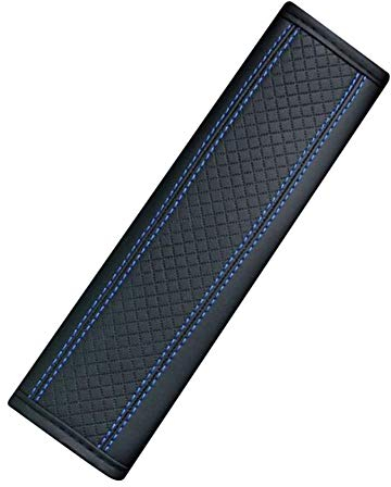 Auto Gurtschutz, Gurtpolster Auto Sicherheitsgurt Schulterpolster PU Leder Sicherheitsgurtbezug Schulterschoner Polster Gurt Schulter für Auto Sicherheitsgurt, Rucksack, Umhängetasche,Schwarz Blau