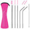 Reusable Metal Straws Set with Portable Case and Cleaning Brush, Kids Adults Food Grade Stainless Steel Drinking Straws with Silicone Tips Great for Smoothie and Hot Cold Drinks