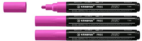 STABILO Set di 3 pennarelli a punta media FREE in acrilico T300, colore: Lilla