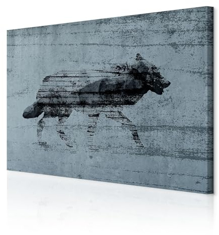 decomonkey Akustikbild Wolf 90x60 cm 1 Teilig Leinwand Modern Bilder Leise | Wandbilder XXL, Schallschlucker, Schallschutz, Akustikdämmung, Wandbild, Deko, Graffiti, Tiere