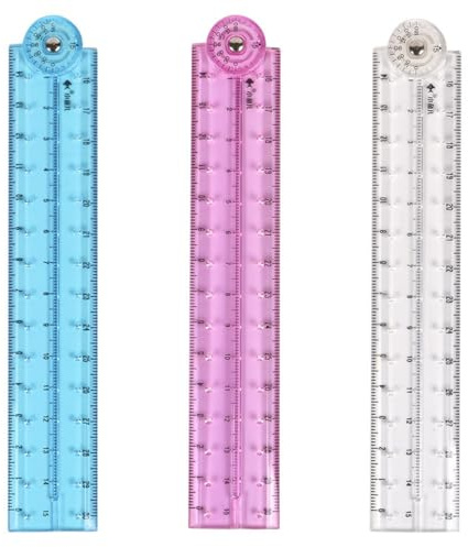 3 Stück Faltlineal, 30 cm faltbares Lineal, klares Lineal, 15 cm, transparentes, gerades Lineal, klappbares Helix-Lineal, bruchsicheres Kunststoff-Lineal, flexibles Lineal, Kinder, Büro