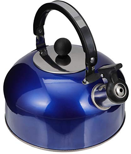 Housoutil Teteras Para Fogón Hervidor de Silbido Hervidor de Copa de Inoxidable de 2 Litros Hervidor de Camping de para Estufa de Gas O Forma de Inducción Azul