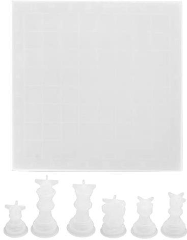 GLOGLOW Schachformen, 7-teiliges DIY-Epoxidharz-Silikonform-Schachwerkzeug, Flexible, Wiederverwendbare, einfach zu entformende Schachformen für die Herstellung von Schachspielen