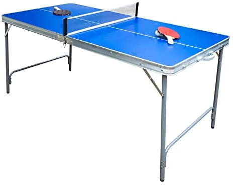 Fabula-XT Tischtennistisch klappbar, Indoor & Outdoor Tischtennistisch midi groß 164x80x85, Carromco Tischtennisplatte faltbar mit Netz, Schläger, Ball