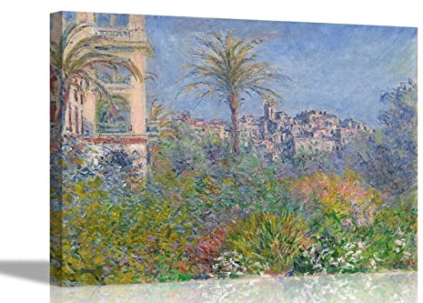 Garden Villas at Bordighera Claude Monet Canvas Prints Framed Wall Art Poster Pictures Artfor Home Livingroom Pictures 51 x 38cm (20 x 15 inches)
