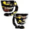 AMAZINJ Tazzine Da Caffè In Ceramica – Set 2 Tazza Caffè Made In Italy – Design Unico Tazzina Da Caffè unita al Piattino – Manico A Forma Di Cuba Con Cuore – In Ceramica Fatte A Mano (NERO)