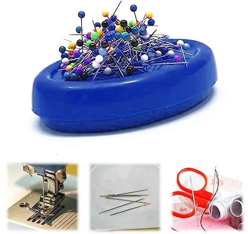 QEEROYO Magnetic Sewing Needle Cushion, Magnetic Pin Cushion, Magnetische Nähen Nadelkissen, Magnetische Aufbewahrungsbox Nadelkissen, Magnetnadelkissen, Magnet Nadelkissen, Nähzubehör, Blau