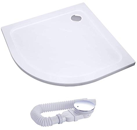 Duschtasse 80 x 80 cm Duschwanne Super Flach für Dusch Duschkabine in Weiß Rund aus Sanitäracryl, Duschwanne Komplett inkl. Ablaufgarnitur