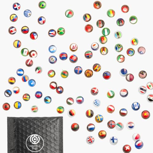 MARBLEFLAGS 3 Packungen Murmeln mit Länderflaggen | 10 zufällige Flaggen pro Packung | Small World Collection