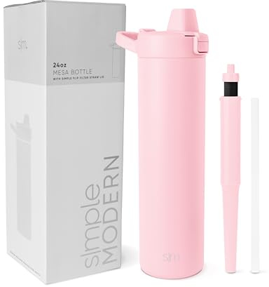 Simple Modern Filtered Water Bottle | Insulated Stainless-Steel Carbon Filter Travel Water Bottles | Reusable for Clean Drinking Water On The Go | 24oz, Blush