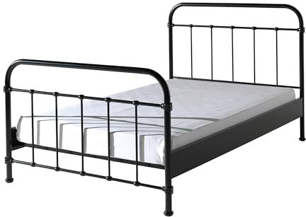 möbelando Metallbett >New York< in Schwarz aus Metall - 210x111x128,5cm (BxHxT)