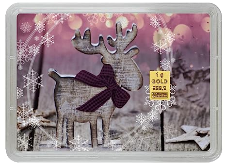 Geschenk zu Weihnachten - Goldbarren 1g – Geschenk Motivbox “Frohes Fest” - Tolle Geschenkidee - Feingold 999,9