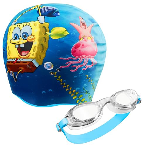 SpongeBob SquarePants Cuffia e Occhialini da Nuoto per Bambini - Set da Piscina