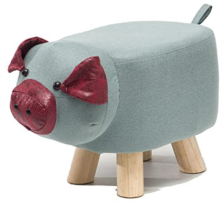 Tier-Fußhocker, niedliche Kunstleder-Ottomane mit Massivholzrahmen, weich gepolsterter Fußhocker für Schlafzimmer, Wohnzimmer, Dekor, Schaf, 30 x 23 x 30 cm (12 x 9 x 12 Zoll) (Schwein 30 x 23 x