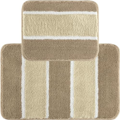 REDBEST Badematte + WC-Vorlage Set 2-TLG. Natur/beige Größe 50x80 cm + 40x50 cm