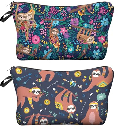 2 Stück Faultier-Reise-Kosmetiktasche mit großem Fassungsvermögen, tragbar und doppellagig