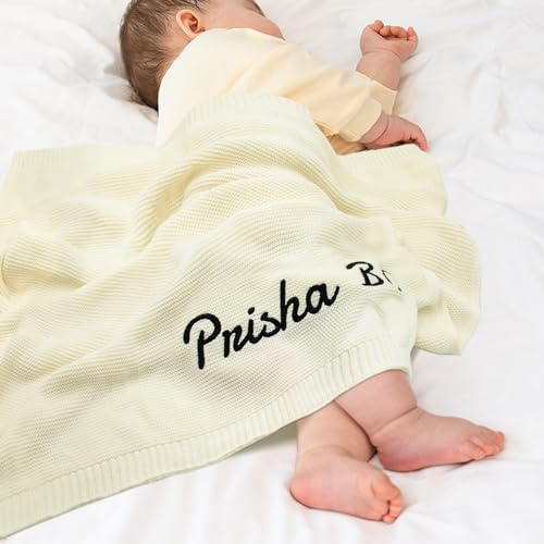 TICBIK Personalisierte Babydecke mit Namen Baumwolle Strickdecke Baby
