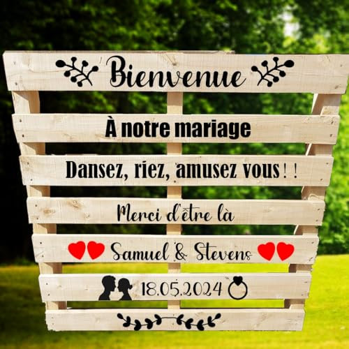 Stickers Personnalisés For Palette De Bienvenue Mariage Décoration Artisanale, Sticker Bienvenue Mariage, Stickers Accessoires Mariage, STICKER Palette Bienvenue Au Mariage, Sticker Personnalisé(Black