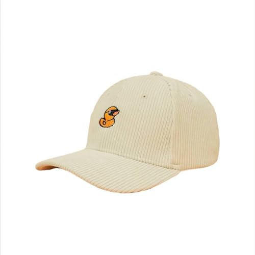 Tindo Cord-Kappe in Beige mit Ente und Sonnenbrille – Stylische Unisex-Mütze für Freizeit und Outdoor-Aktivitäten