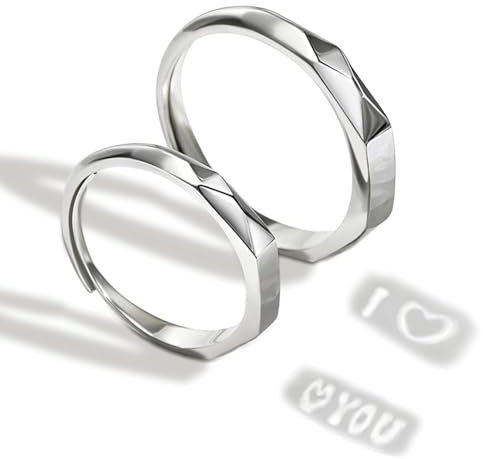 Verstellbarer, leicht geformter Ring, personalisierter Ring aus 925er Sterlingsilber für Paare, geheimer Projektionsring „Ich liebe dich“, romantische Geschenke für Männer und Frauen