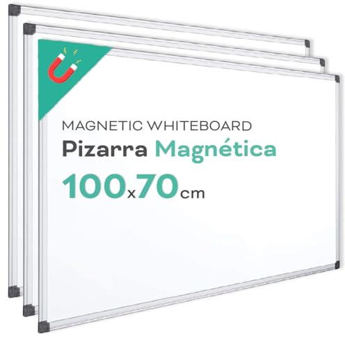 Whiteboard, Magnettafel mit Aluminiumrahmen, glatte Oberfläche, leicht zu löschen, Tafel für Notizen, Zeichnen, Lehren oder Organisieren, Werkzeug für Büro und Schule - Gastronomie (3 Stück, 100 x 70