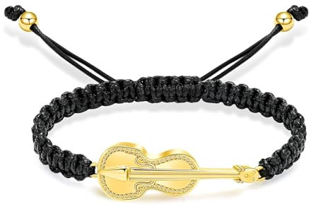 AIWENXI Bracelet de crémation de guitare pour cendres musique guitare urne bracelet pour hommes femmes acier inoxydable corde tressée bracelet guitare amoureux souvenir bijoux, 1.57, No Gemstone