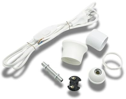 Elektro-Set für DIY-Lampe – E27 Fassung Weiß mit Kabel – Ohne Lampenschirm – Inkl. Handschalter & Montageanleitung – Hanna's Laden