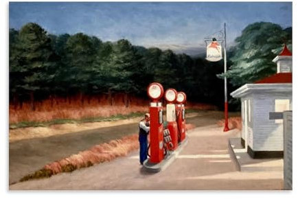 WANGLIDD Edward Hopper Ölgemälde-Poster, Tankstelle 1940, Leinwand-Kunstdruck, Foto, Bild, Gemälde, Raumdekoration, Heimdekoration, ungerahmt, 20 x 30 cm