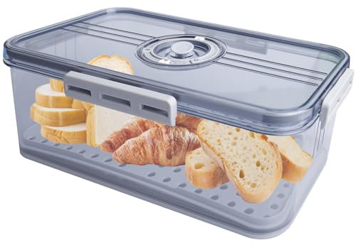 BAIFULAI Brotkasten Brotbox, Brot Aufbewahrungsbox, lebensmittelechtes PET-Material, Timing, Rutschfest, Brotaufbewahrungsbox mit Trennwänden für alle Arten von Küchenzutaten, 32,5 * 17,5 * 11cm