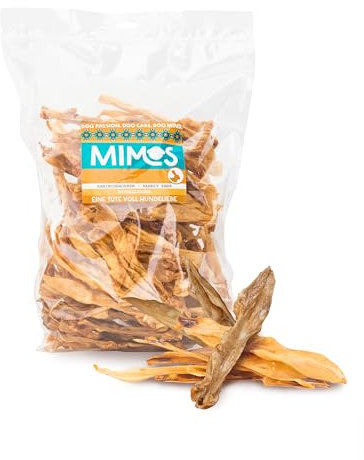 MIMOS Kaninchenohren ohne Fell für Hunde 1000g - Getreidefreie & natürliche Hunde Kauartikel, Premium Kausnacks 100% Kaninchen ganz ohne künstliche Zusatzstoffe