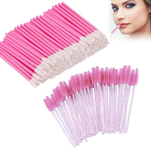 Hsyadazi Make Up Lippenstift Pinsel, Concealer Pinsel, 150 Einweg Lippenpinsel, 50 Einweg Mascara Zauberstäbe, Lippenstift Stab Applikator Schminkpinsel für Perfekt Lippen Makeup