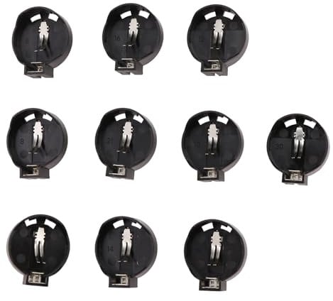Reinscer 10pcs Black Round Button Battery Holder Case for CR2032 2016 2025